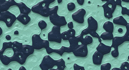 close up view of abstract blue and black color pattern on metallic surfaceの写真素材