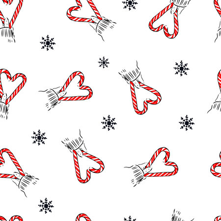 Seamless pattern, red lollipop in the form of a heart. Holiday Packaging Christmas Wrapping Paperのイラスト素材