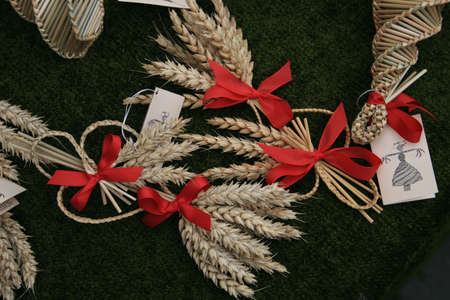 Traditional Corn Dollies woven from strawの写真素材