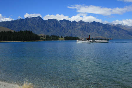 The Remarkables mountain range in Queenstown, New Zealand's adventure capitalの写真素材