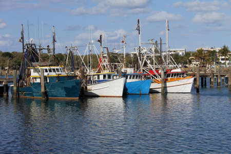 Fishing boats in harbour, Mooloolaba, Australiaの写真素材