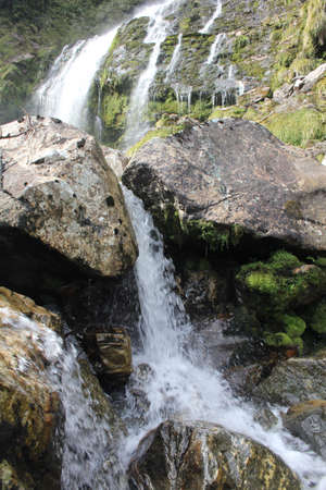 Helena Falls in Fiorland National Park, New Zealandの写真素材