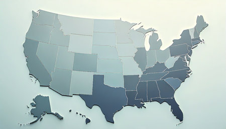 Map of USA on white background. 3d render. 3d illustrationの素材