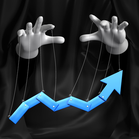 Global conspiracy in the business. Conceptual illustration. Arrow moveの写真素材