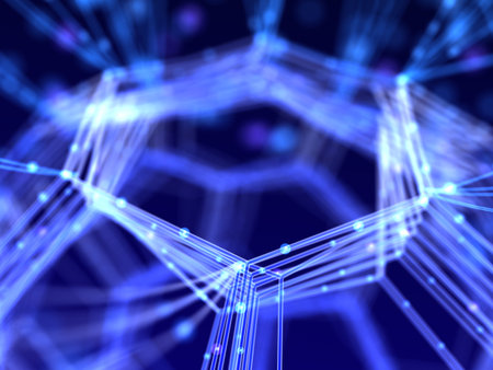 Closeup network. Abstract nanotechnology 3d illustration.の写真素材