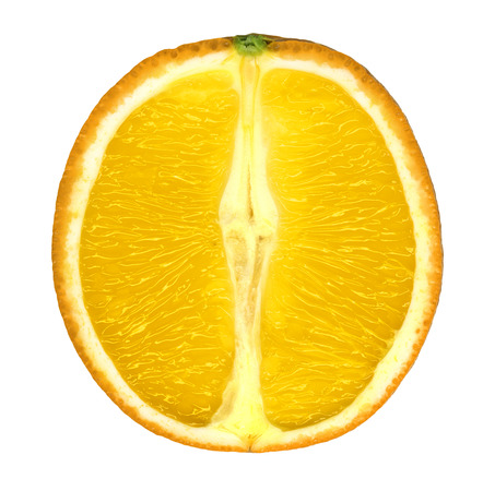 Crossection orange fruit isolated on white backgroundの写真素材