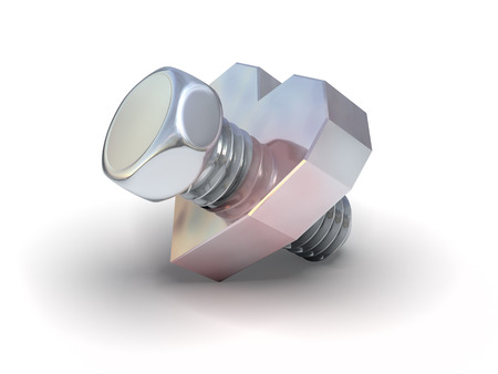 Love symbol. Bolt  and  nut similar to heart. Conceptual illustration about loveの写真素材