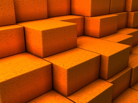Closeup red bricks at warehouse.  Construction materials. Industrial 3d Illustrationの写真素材
