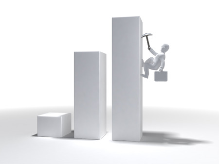 Businessman as climber climbs to success. Conceptual business illustrationの写真素材