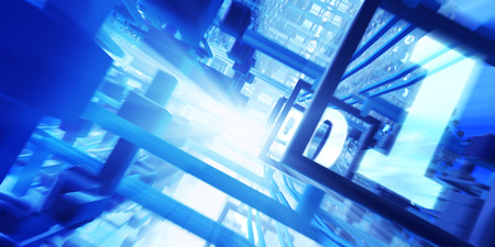 Cpu inside. Fast motion binary code. Fantasy high-tech 3d illustration.