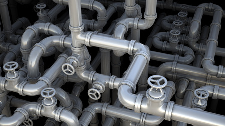 Fantasy pipeline at a chemical plant. Industrial 3d illustration.の写真素材