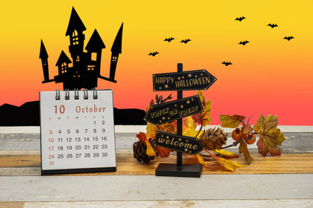 October Calendarの写真素材