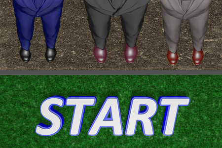 Businessman at the starting line