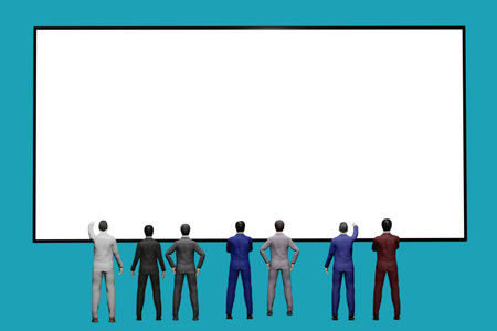 Image of a businessman meeting in front of a large monitorの写真素材