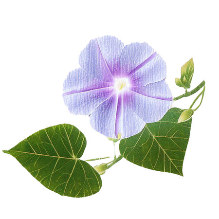 Blue morning glory flower isolated on white background. Watercolor illustration.の写真素材
