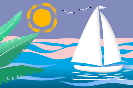Summer day yacht background illustration.の写真素材