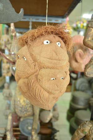carving coconut shellの写真素材