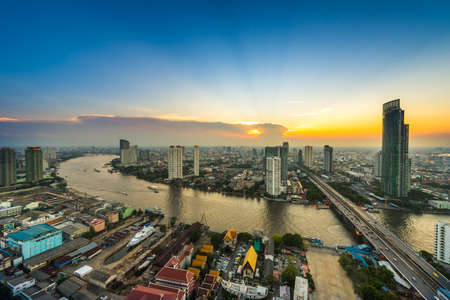 View from Sathorn unique tower on last day, Bangkok cityの写真素材