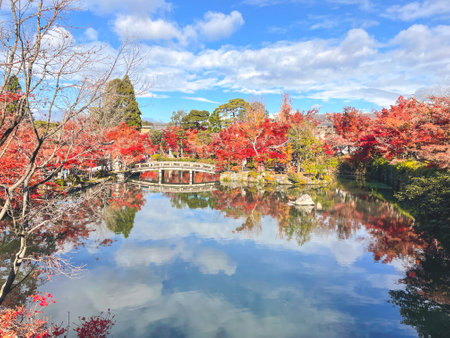 Autumn in Kyoto, Japan. The park is a UNESCO World Heritage Site.の写真素材