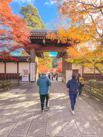Unidentified people visit Kiyomizu-dera temple in Kyoto, Japan. Kiyomizu-dera is one of the oldest temples in Japan.の写真素材