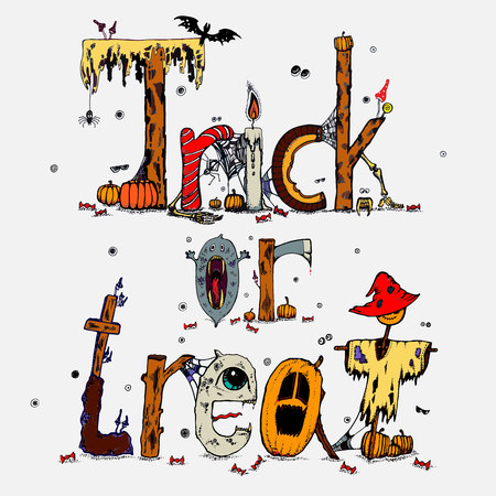 poster Trick or Treat Text Banner, vectorのイラスト素材