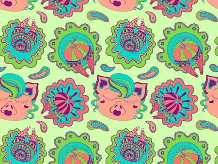 ass pigs in skirts pattern, symbol of 2019のイラスト素材