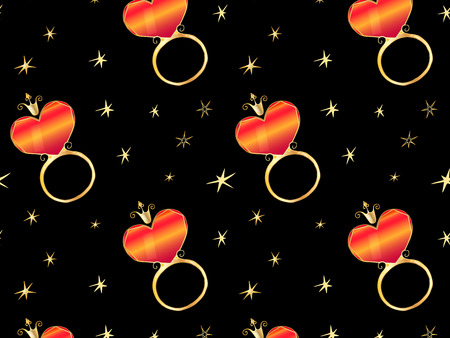 rings with hearts in the form of patterna, hand drawing, vector illustrationのイラスト素材