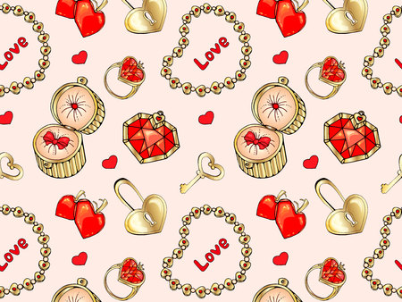 Cute seamless pattern design decorated with cloud, star,moon,heart shape and sleeping bear for baby bedroom wallpaper. Valentine's dayのイラスト素材