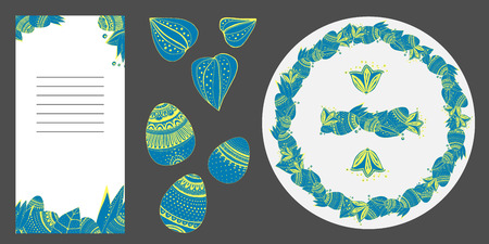 Set of Easter gift tags, scrapbooking elements, labels lettering . Easter greeting stickers with bunny, flowers, eggs. Vector illustration EPS10のイラスト素材