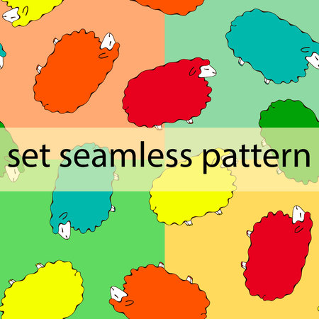seamless pattern of cartoon sheep. Seamless pattern.のイラスト素材