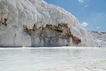 Travertine pools and terraces in Pamukkale. / Pamukkale, a natural site in Denizli in southwestern Turkey.の写真素材