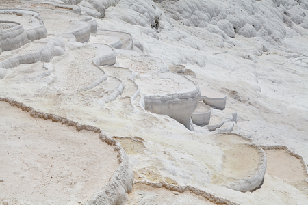 Travertine pools and terraces in Pamukkale. / Pamukkale, a natural site in Denizli in southwestern Turkey.の写真素材