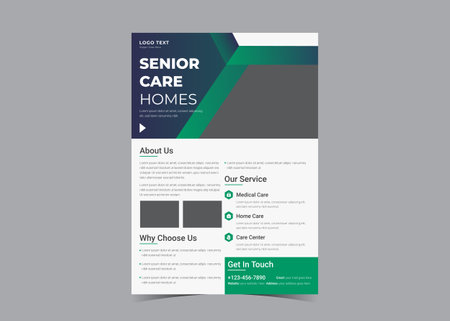 senior care flyer. nursing flyer template. medical care flyerのイラスト素材
