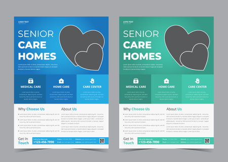 senior care flyer template. nursing promotional design. care center flyer designのイラスト素材