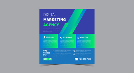 marketing social media post. marketing promotion flyer. square social media post and flyerのイラスト素材