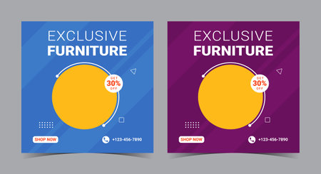 furniture social media post. luxury furniture social media post. furniture flyer designのイラスト素材