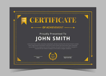 Certificate template in elegant black colors. Certificate of appreciation, award diploma design template. Professional Certificateのイラスト素材