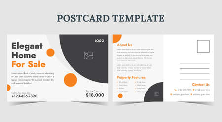 Real estate postcard template, home for sale postcard, postcard designのイラスト素材