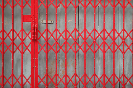 Red steel door backgroundの写真素材