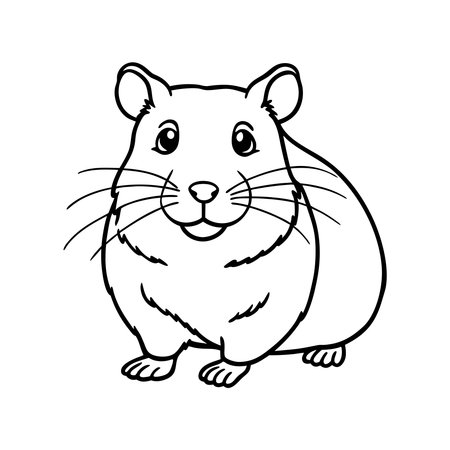 A charming black and white illustration of a hamster This artwork is perfect for coloring books educational materials and various graphic design projects The detailed line art captures the cute and endearing features of the hamster making it an excellent choice for both children and adults It can be used to create engaging coloring pages educational resources or other creative content The illustration style is simple and clean allowing for easy integration into diverse design layouts and applicationsのイラスト素材