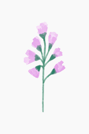 A delicate watercolor illustration showcases a eucalyptus branch adorned with soft pink blossoms The gentle washes of color create a dreamy and ethereal quality perfect for adding a touch of floral elegance to any project The light pink petals contrast beautifully with the green stems and foliage This image evokes a sense of freshness tranquility and natural beauty making it ideal for designs related to springtime botanical themes or gentle aesthetics Its a minimalist yet enchanting piece capturing the essence of delicate flora in a subtle artistic styleのイラスト素材