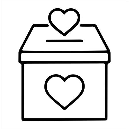 A clean and simple illustration of a charity donation box adorned with heart symbols evokes feelings of kindness and support The minimalist black and white design makes it a versatile visual element for various projects including social media campaigns fundraising appeals website graphics and print materials This iconic representation of giving back and showing love to those in need promotes themes of community involvement and philanthropic efforts Use this image to illustrate your commitment to charitable causes inspire acts of generosity or add a touch of heartwarming symbolism to your creative projects The design embodies themes of love compassion and the importance of supporting vulnerable populations making it ideal for NGOs nonprofit organizations and businesses seeking to align with social responsibility initiatives It can be used to encourage donations raise awareness or simply create a positive and uplifting visual narrative With its universal appeal this illustration is an effective tool for conveying messages of hope and solidarityのイラスト素材