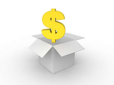 Dollar in cardboard box の写真素材