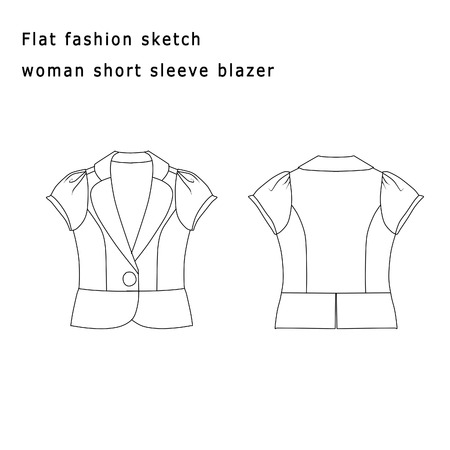 Fashion Illustration - Fashion Flat template - Woman short Blazerの写真素材