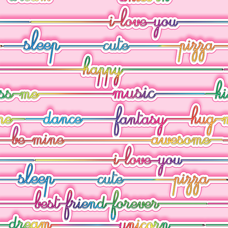 Seamless Pattern - All over background - bright multicolored letters on a pink backgroundの写真素材
