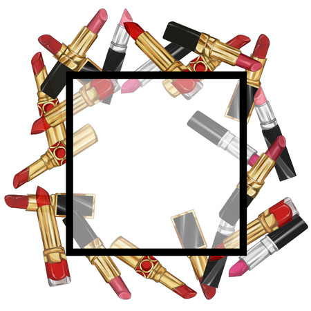 Lipstick frame illustrationの写真素材