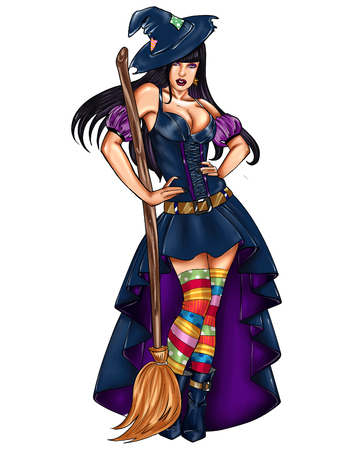 Illustration of pin up dressed up as a witch - Epiphany -の写真素材