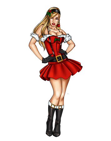 Illustration of isolated pin up dressed up for Christmas festivityの写真素材