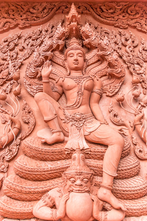 Fresco in Buddhist temple in Thailandの写真素材