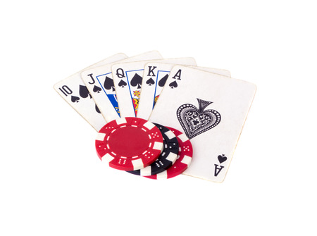 Cards and poker chips isolated
